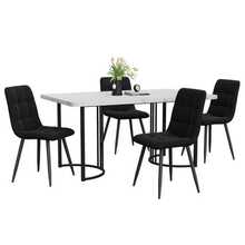 Dining Table And Chairs Set (5 Pieces), Dining Table With 4 Chairs, Modern Kitchen Dining Set, 140*80 Cm Dining Table, Black Metal Table Legs, White MDF Tabletop, Black Velvet Dining Chairs - White - View 7