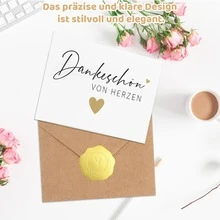 50pcs German "Danke" Thank You Cards, 6 Designs With Heart Accents, Appreciation Notes Suitable For Weddings, Birthdays, Thanksgiving And All Occasions, High-Quality Card Paper For German-Speaking Friends And Family - 50 قطعة من القلوب السوداء الصغيرة - مشاهدة 7