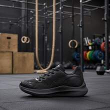 Women's Sneakers: Comfortable And Lightweight For Running And Gym - Black/Black - View 10