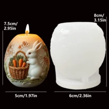 A Cute Rabbit Holding A Basket Of Carrot-Shaped Scented Candles Silicone Mold, DIY Easter Bunny Holding Carrot And Egg-Shaped Candle Mold, Suitable For Resin, Plaster, Clay, Concrete, Cement Crafts, Silicone Molds For Easter And Various Holiday Gifts, Home Decor. - A-White - View 11