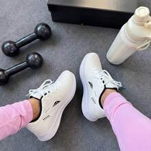 Women's Sneakers: Comfortable And Lightweight For Running And Gym - White/Black - View 10