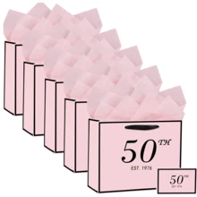1組/2組/5組生日禮物袋，適用於21/30/40/50/60歲，附賀卡與薄棉紙，男女皆適用，適用於21/30/40/50/60歲(2005/1996/1986/1976/1986)，高級黑金週年慶禮物購物紙袋，適用於禮物包裝(黑色/粉色) - 查看 33