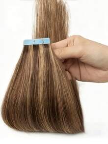 #4/27 30g 20pcs Straight Tape In Hair Extensions Human Hair 18-28inch Dark Brown Caramel Blonde Tape Hair Extensions Per Package 20pcs - S4/27 - View 5