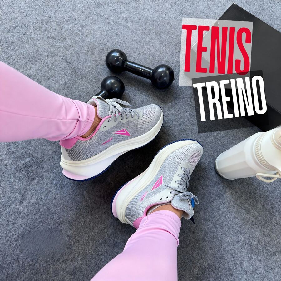 Women's Sneakers: Comfortable And Lightweight For Running And Gym - Gray/Pink - View 1