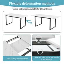 Dining Chair Set (140/180*80*75 Cm Dining Table With 4 Chairs), Modern Kitchen Table Chair Combination, Black Velvet Dining Chair, White MDF Tabletop, Black Table Legs - White - View 5