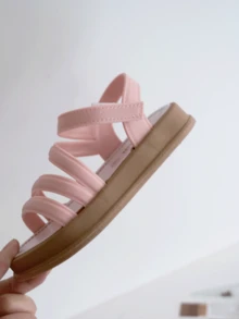 2026夏季新款儿童时尚多带公主凉鞋，女童软底防滑沙滩鞋，魔术贴设计，适合1-3岁儿童，简约粉色凉鞋 - 粉色 - 查看 5