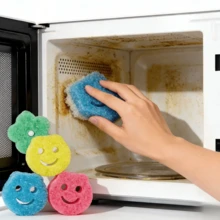 Convenient 3Pcs Face-Shaped Dishwashing Sponges, High Foam & Powerful Stain Removal, Fast Kitchen Cleaning Gadgets - A - 查看 3