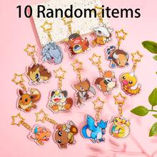 pocket monsters 随机10个宝可梦亚克力钥匙扣，动漫卡通钥匙扣，背包配件 - 彩色 - 查看 10