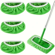 10 bucăți de mop reutilizabile de înaltă calitate, lavete de schimb lavabile, durabile, foarte absorbante, potrivite pentru curățare umedă și uscată - Cap de mop verde - Vizualizare 4