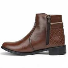Women's Dress Boot With Lined Side Zipper And Low Heel - 鏽棕色 - 查看 5