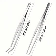 Bộ 2 nhíp thép không gỉ - Kích thước 20cm/7.87in, lý tưởng cho việc chăm sóc cây mọng nước và cây trồng trong chậu, dụng cụ làm vườn đầu thẳng và đầu cong, dùng để trồng và thay chậu - Thiết kế chính xác và tiện dụng, phù hợp cho công việc tỉ mỉ (sử dụng trong nhà/ngoài trời) - A - Xem 10