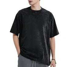 [Machine Washable] Men's "BABA" Classic Bold Font T-Shirt - Vintage Washed Distressed , Casual Short Sleeve Crewneck, Perfect For Father's Day Men's Washed T-Shirt,It Can Fit Any Occasions - màu đen - Xem 3
