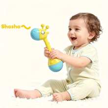 Giraffe Sensory Toy, Baby Rattle With Soothing Sounds, Soft Tactile And Easy To Grasp, Helps Develop Motor Skills And Emotional Stability, Suitable For 0-24 Months Infants, Yellow And Blue, Learning Toy - Multicolor - View 3