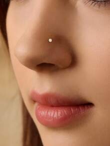 1对925纯银经典方形立方氧化锆鼻钉（6-10毫米），低过敏性银饰，适合女性日常佩戴、约会、度假、婚礼、派对、节日礼物 - 金色 - 查看 4