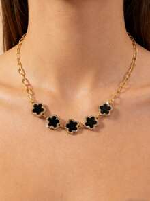 1件时尚新款三叶草花项链，独特梅花吊坠，欧美时尚优雅颈链 - 項鍊 - 查看 9