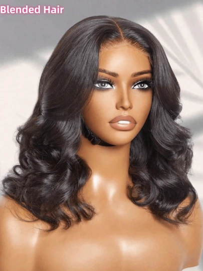 13*6 13x4 5*5 4*4 34英寸短款波波头假发，自然发际线蕾丝前假发，预先拔毛的巴西雷米真人发假发，蕾丝闭合假发，无胶假发，自然黑色，适合万圣节、圣诞派对及各种场合，是送给女性的绝佳礼物。