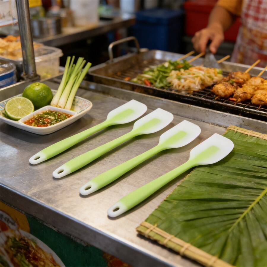 Premium Silicone Spatula Set, 450°F Heat Resistant Flexible Turner, Non-Stick Kitchen Utensil, Seamless Easy Clean Scraper For Baking/Cooking, Dishwasher (Pink/Lime/Mint Blue)[2/4 Packs] - Lime Green - View 1