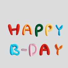 1个彩色软胶“生日快乐”字母蛋糕装饰插牌，甜点烘焙装饰品 - 風格1 - 查看 3