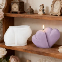 Love Themed Romantic Double Heart Candle Silicone Mold 3D Love Pillar Art Soap Plaster Mould DIY Aromatherapy Candle Casting Ideal For Valentine's Day Wedding Anniversary Handmade Gifts - A-White - View 9