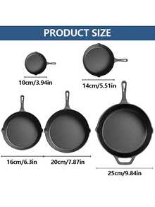 1 pieza Sartén de hierro fundido, sartén de hierro fundido sin recubrimiento, sartén pequeña para uso doméstico, sartén de fondo plano antiadherente, juego de utensilios de cocina de olla de hierro con estilo antiguo, sartén anti-salpicaduras de aceite - Ver 8