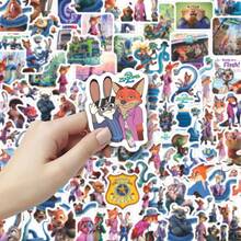 100张迪士尼《疯狂动物城2》贴纸，包括朱迪·霍普斯、尼克·王尔德、加里、闪电、芬尼克、博戈局长、剪羊毛工等角色，防水贴纸，适用于书籍、日记本、手机壳、笔记本电脑、平板电脑、水瓶等，适合作为节日、生日礼物或奖励。 - 彩色 - 查看 8