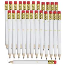 25 支迷你心形金箔铅笔带橡皮擦，4 英寸/10 厘米迷你 HB 六角高尔夫铅笔带 1 个卷笔刀，婚礼礼物（白色） - 白色 - 查看 7