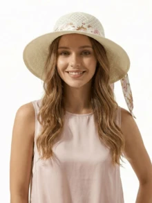 1顶女士夏季草帽，防晒帽，渔夫帽，波西米亚风帽子，适合旅行和日常佩戴 - A - 查看 2