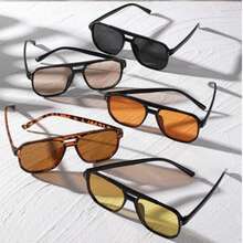 5pcs Women's Square Stud Fashion Glasses Set, Orange, Black, Yellow - 5 Pieces (multi-color) - View 2