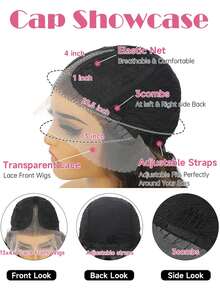 13*4*1 Inch Deep Brown Long Curly Lace Front Wig, Glueless Lace Curly Wig, Pre-Plucked, Deep Wave Lace Front Wig, Afro Kinky Curly Synthetic Lace Wig, 34 Inches - Brown - View 10