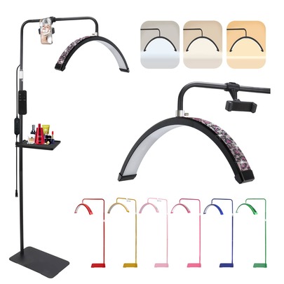 LUPITA Lámpara de belleza para pestañas Lámpara de pie LED semicircular para belleza con control remoto, ideal para estudios de manicura, extensiones de cejas, tatuaje y bordado