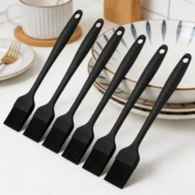 Silicone Basting Brush Set, Heat Resistant Kitchen Brush For Oil/Sauce, Dishwasher Baking Brush (Black, 2/4/6 Pieces Set) - Solid Color - View 13
