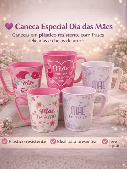 Kit Canecas Dia das Mães Estampadas – Ideal para Presente, Lembrancinha e Revenda