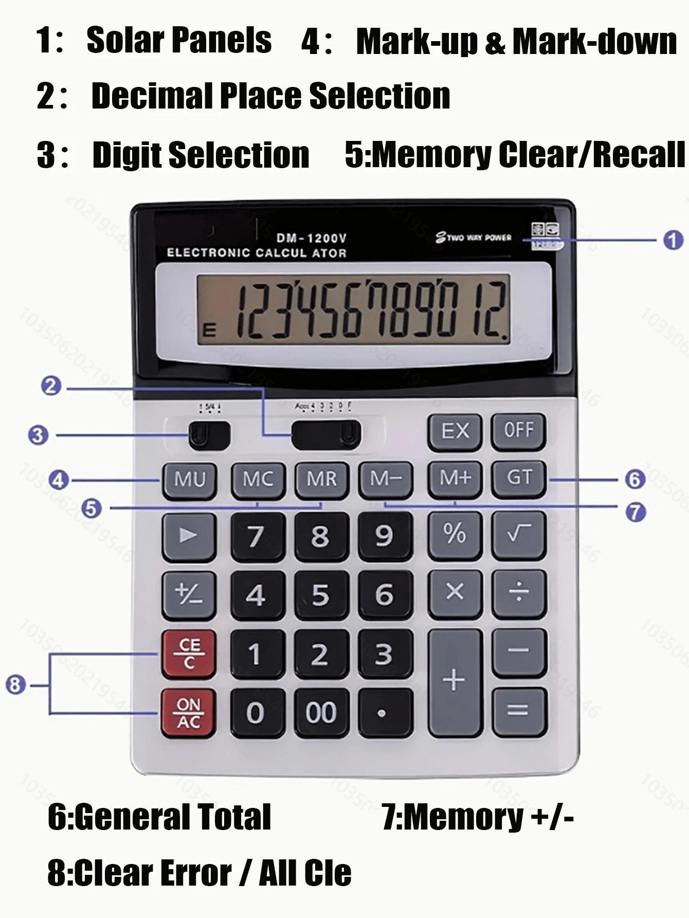 Calculadora de escritorio electrónica de 12 bits con gran pantalla de 1200V, diseño silencioso y doble alimentación, dedicada para oficina