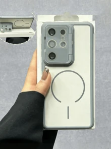 Full Body Lens Flip Stand Magnetic Matte Phone Case Compatible With Samsung Galaxy S26 Ultra S25 Ultra S24 Ultra S23 Ultra Wireless Charging Back Cover - Grey - View 2