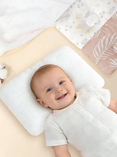 1 pieza [Oeko-Tex] Almohada pequeña rectangular y minimalista para bebé, almohada suave y transpirable con soporte antivuelco para el cuello, almohada absorbente del sudor para niños en todas las estaciones