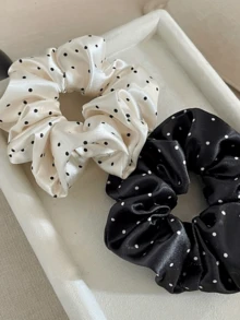 1pc French Satin Polka Dot Scrunchie - Retro Soft Elastic Hair Tie, Bun Holder Hair Rope Ponytail Holders Scrunchy Hair Ties Beauty Home Hair Accessories - Multicolor - View 5