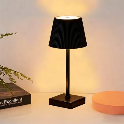 1pc Modern Pleated Cordless LED Desk Lamp, Touch Control Console Light, USB Rechargeable Night Light, Portable, 3-Level Dimmable Ambience Lamp, Suitable For Living Room, Dining Room, Bedroom, Home Parties, Valentine's Day Gifts, Birthday Gifts (800mAh)