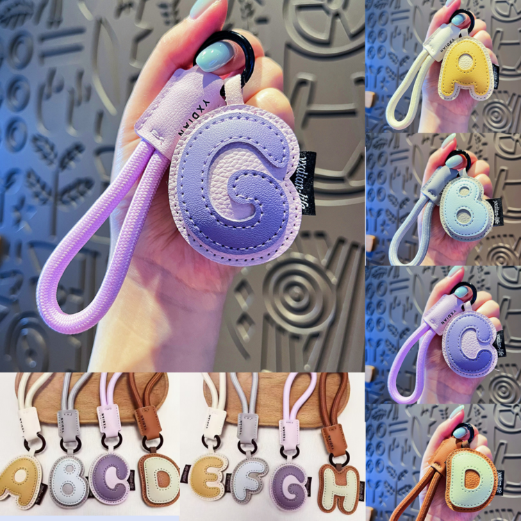 1个撞色仿皮字母钥匙扣/车钥匙扣/包包挂饰，创意设计，四季皆宜，精美礼品 - 彩色 - 查看 2