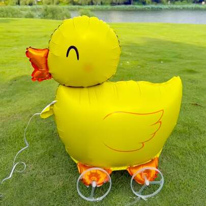 1/2个3D丛林野生动物气球，4D行走黄色小鸭气球，铝箔气球，野生动物园派对装饰，以及婴儿派对和生日庆祝用品