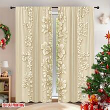 两片装花卉窗帘，压花藤蔓图案，涤纶面料。杆袋式设计，保护隐私，非常适合室内庆典、生日派对以及房间和花园的多功能活动装饰。 - 彩色 - 查看 6