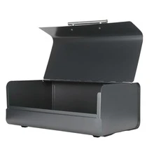 Simple Bread Box Rectangle Bread Bin Food Storage Container Kitchen Desktop Organizer With Lid - Black - View 8