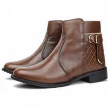 Women's Dress Boot With Lined Side Zipper And Low Heel - 鏽棕色 - 查看 9