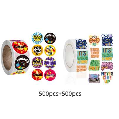 500pcs/1000pcs Inspirational English Phrase Stickers Writable Rolls Of Tape Gift Envelope Seal Sticker Handbook Decoration