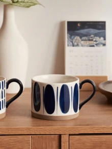 1pc Creative Retro Japanese Style Coffee Mug, High-End Ceramic Breakfast Milk Cup, Large Capacity, Suitable For Daily Use Or As A Gift - Multicolor - View 2