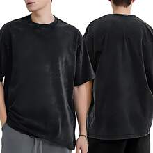 [Machine Washable] Men's "BABA" Classic Bold Font T-Shirt - Vintage Washed Distressed , Casual Short Sleeve Crewneck, Perfect For Father's Day Men's Washed T-Shirt,It Can Fit Any Occasions - màu đen - Xem 2