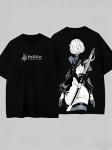 NieR: Automata YoRHa 2 Type B, Unisex, Loose Fit, Suitable For All Seasons, Casual And Stylish Men's Anime Style, A Must-Have Gift For Friends And Anime Fans, Men's Standard Size Ready-To-Wear. - 黑色 - 查看 1