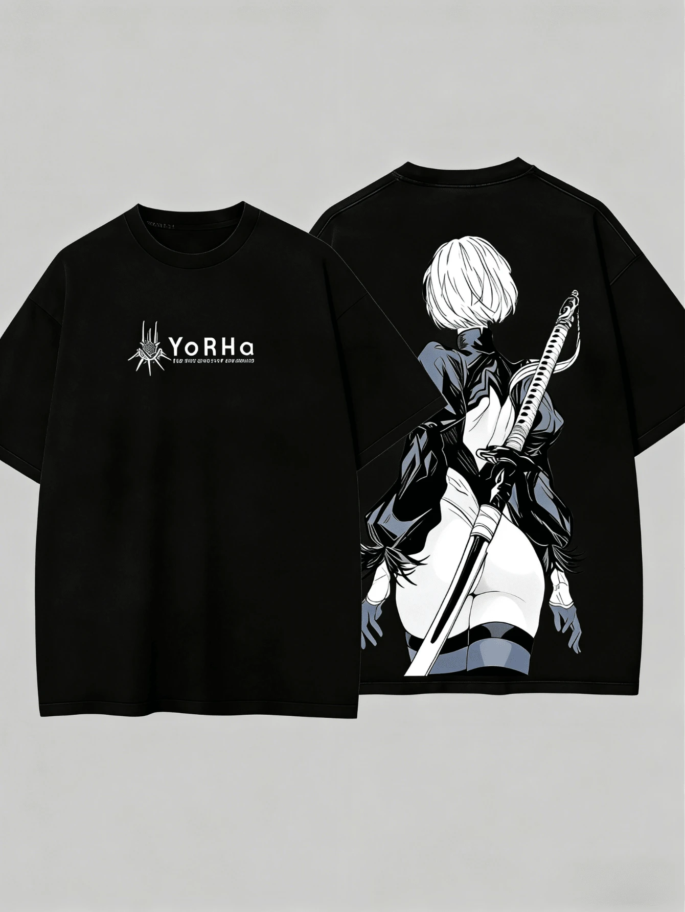 NieR: Automata YoRHa 2 Type B, Unisex, Loose Fit, Suitable For All Seasons, Casual And Stylish Men's Anime Style, A Must-Have Gift For Friends And Anime Fans, Men's Standard Size Ready-To-Wear. - 黑色 - 查看 1