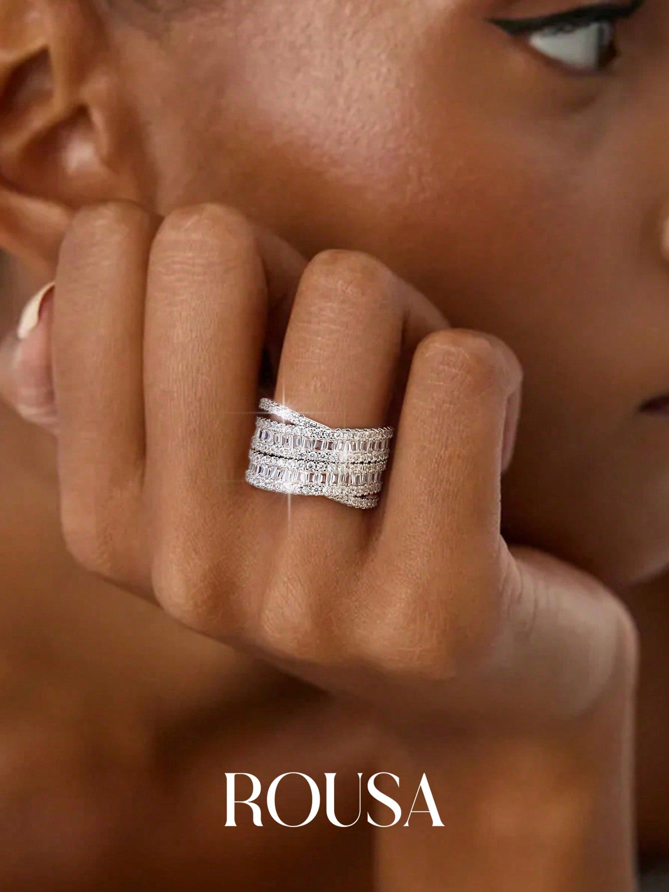 1枚奢华闪耀T形锆石戒指，925纯银材质，女士戒指，优雅女士珠宝，情人节/生日礼物，日常佩戴 - T方鋯石 - 查看 1