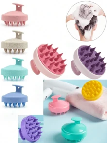 1pc Silicone Scalp Massage Brush, Hair Washing Brush, Bathing & Hair Styling Tool, Travel Essential, Women Hair Accessory - Multicolor - View 2