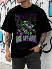 Monster Trucks Are My Jam In Vivid Colors; Show Off Your Passion With This Cool Tee! The Graphic Features A Detailed Monster Truck With Glowing Green Eyes 138 - màu đen - Xem 6